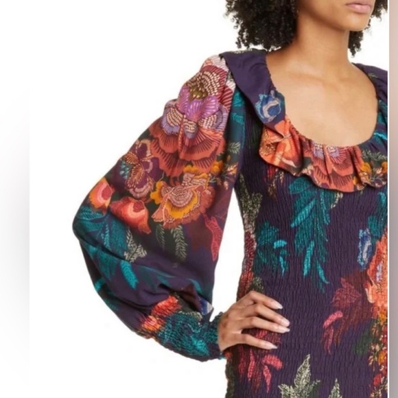 FARM Rio flower scarves smocked dress - Picture 3 of 10